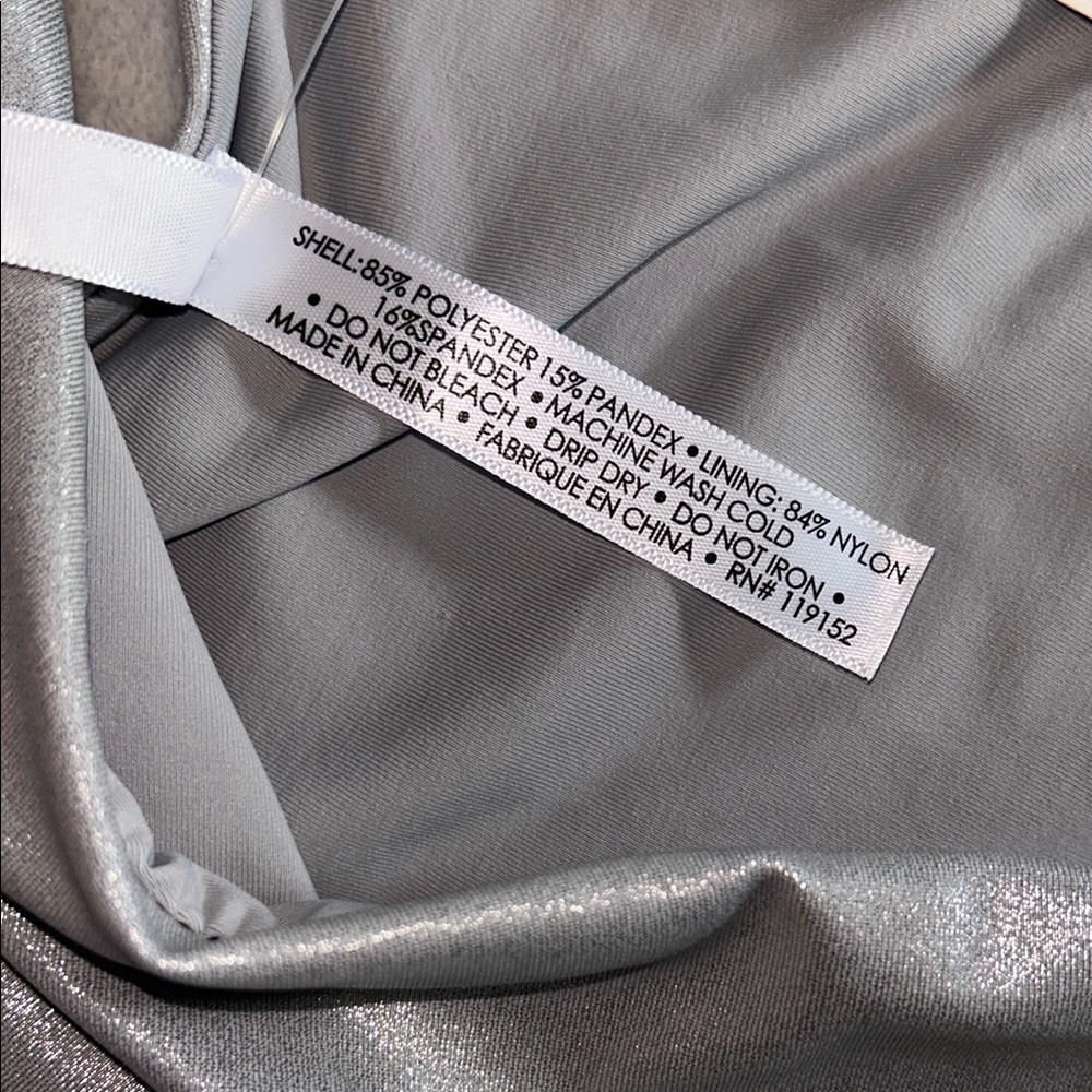 Urban Outfitters Silver Cut Out Halter One Piece Swimsuit NWT Small Y2K Metallic - Picture 8 of 8